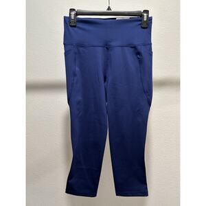 ID Ideology Womens Soft Flex High-Rise Crop Leggings Tartan Blue Side Pockets